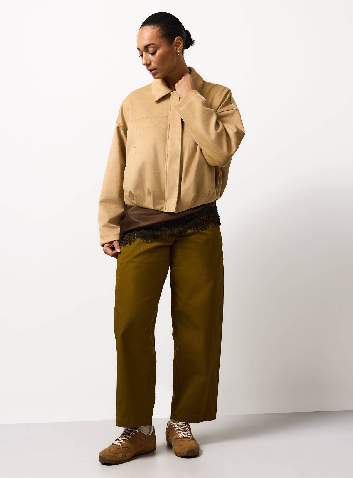 Olive Twisted Seam Barrel Leg Trousers 16 - Image 2